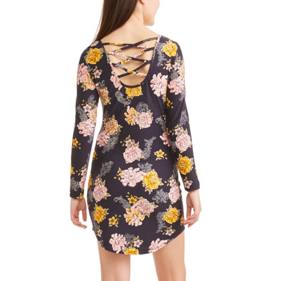 NEW•L-1X•Skylar Gray Floral CrossBack Dress•NWT - Picture 2 of 14